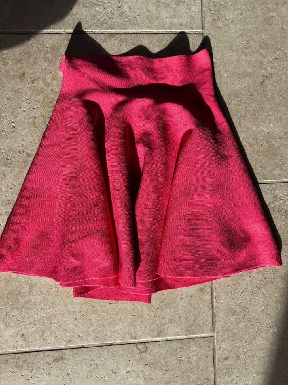 NWOT Womens Hot Pink High waist Mini A-Line Stretchy Skirt LARGE